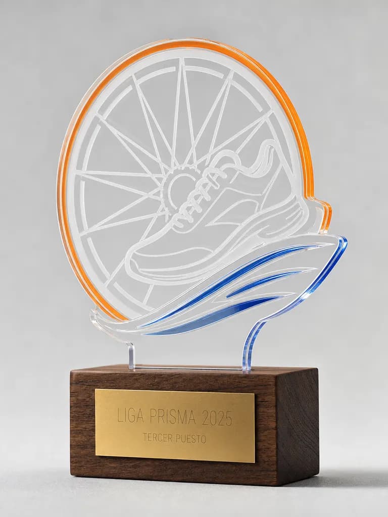Trofeo de duatlón en metacrilato