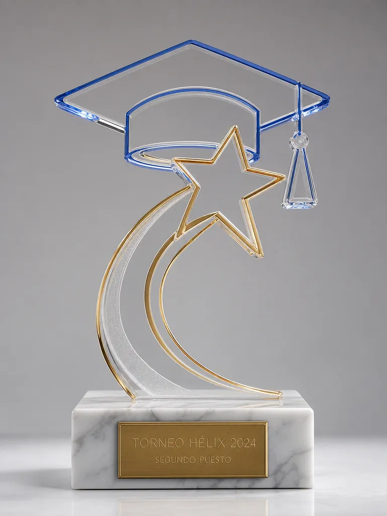Trofeo de fin de curso en metacrilato