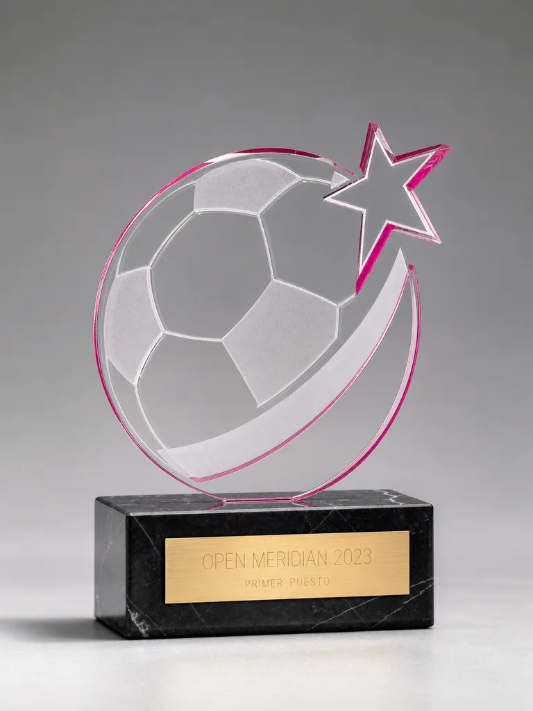 Trofeo de fútbol femenino en metacrilato