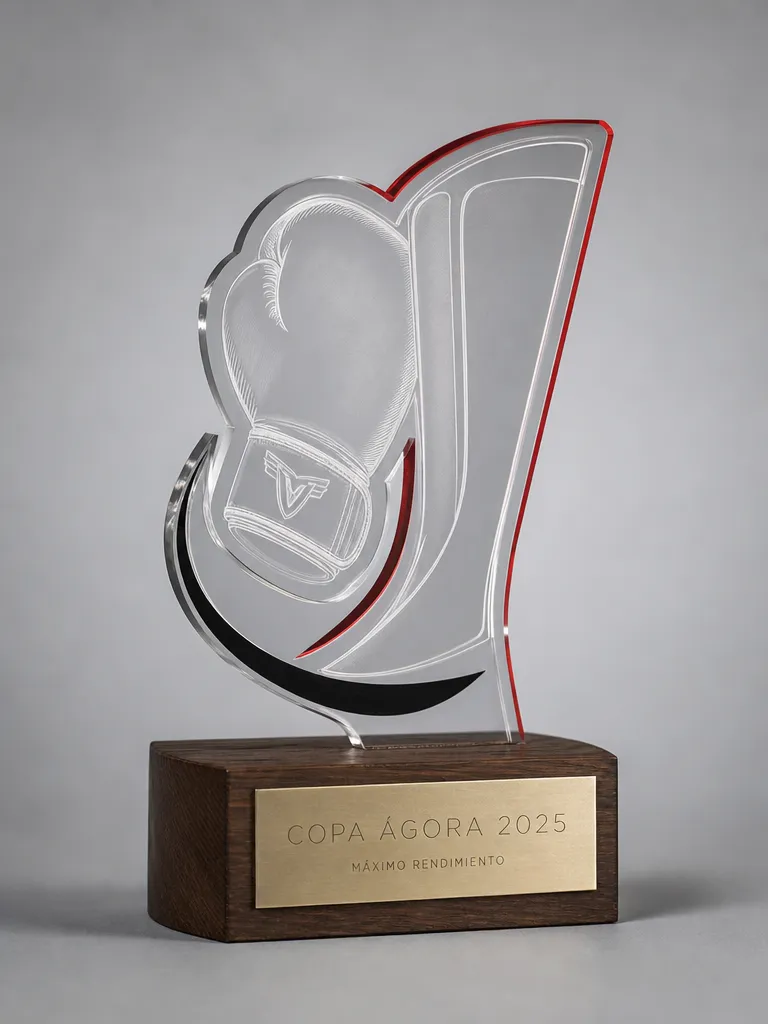 Trofeo de kickboxing en metacrilato