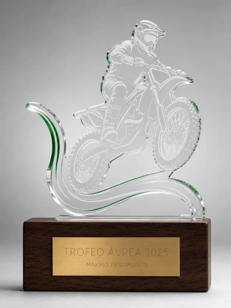 Trofeo de motocross en metacrilato