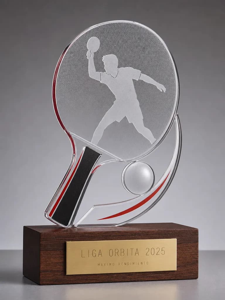 Trofeo de ping pong en metacrilato