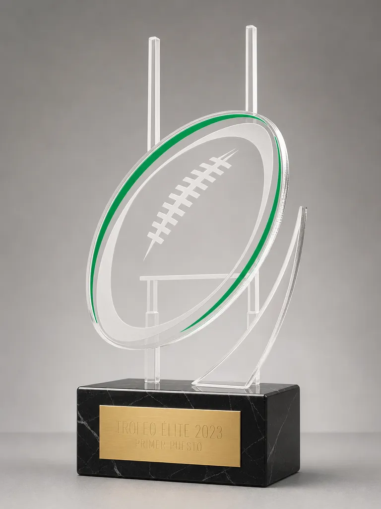 Trofeo de rugby en metacrilato