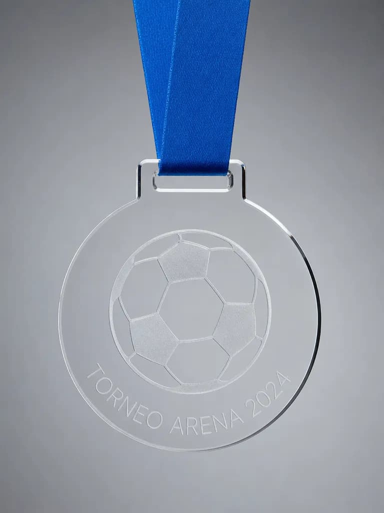 Trofeo de fútbol infantil en metacrilato
