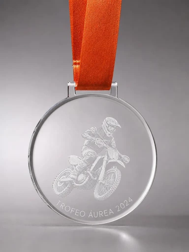 Trofeo de motocross en metacrilato