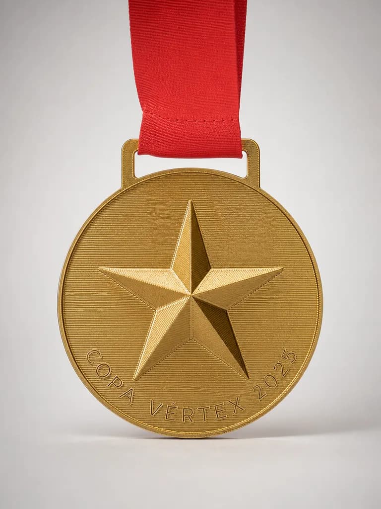 Trofeo de oro, plata y bronce en impreso en 3d