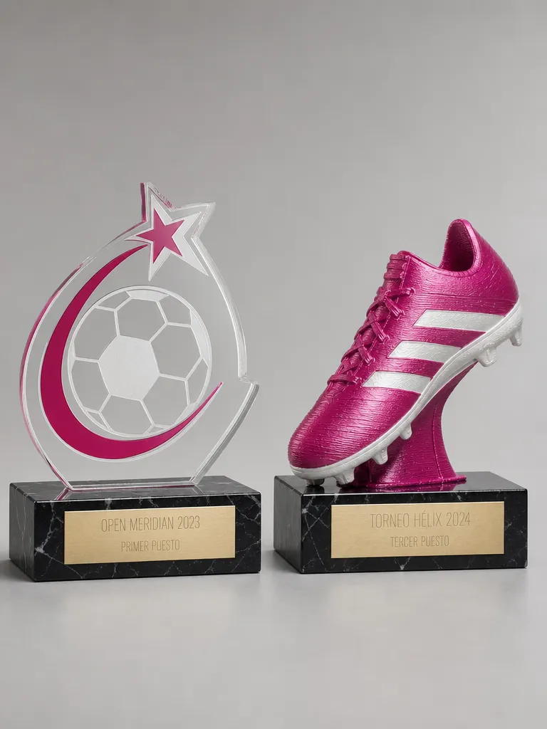 Trofeos de fútbol femenino personalizados